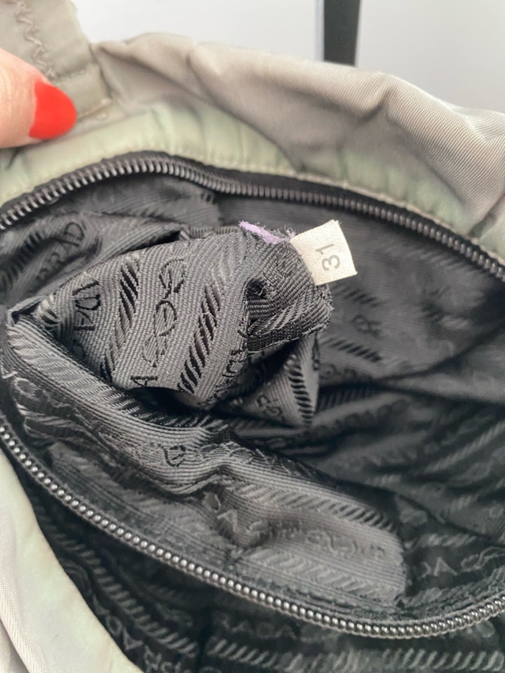 Prada Trssuto Grey/Green Nylon Tote - Picture 3 of 9